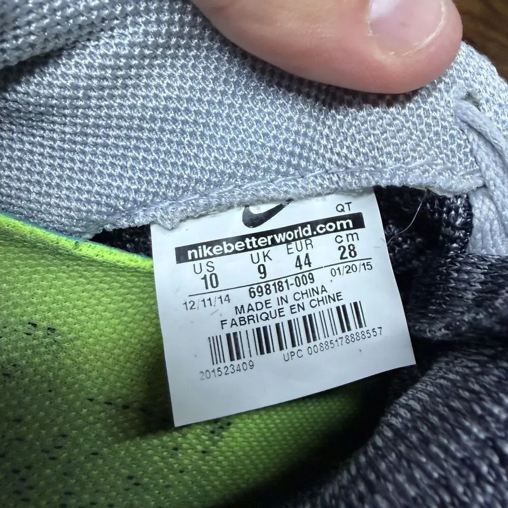 Size 10 - Nike Flyknit Lunar 3 Wolf Grey / Black / White / Volt